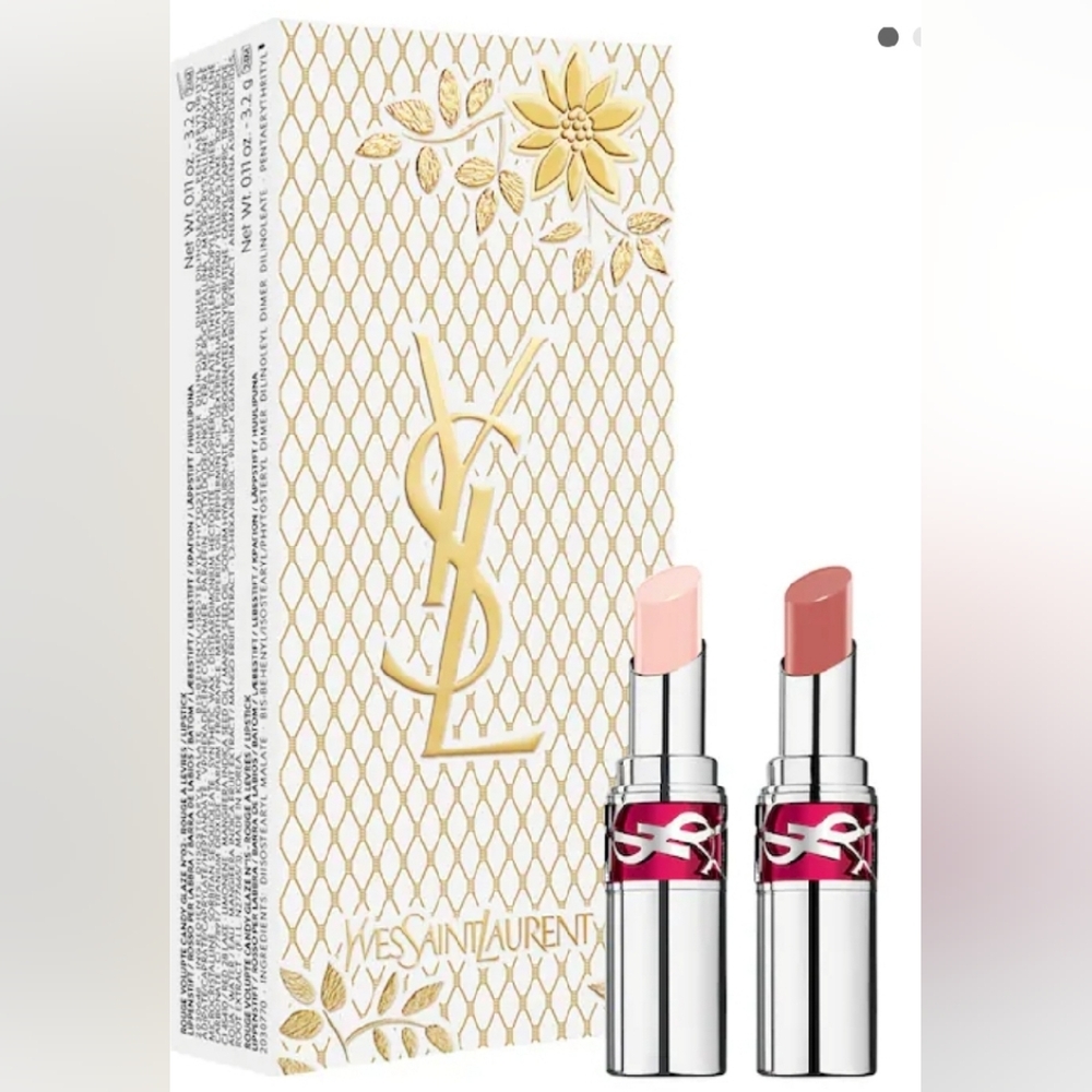 YSL Candy Glaze Lip Gloss Duo Set.  HEALTHY-GLOW & SHOWCASING NUDE NEW